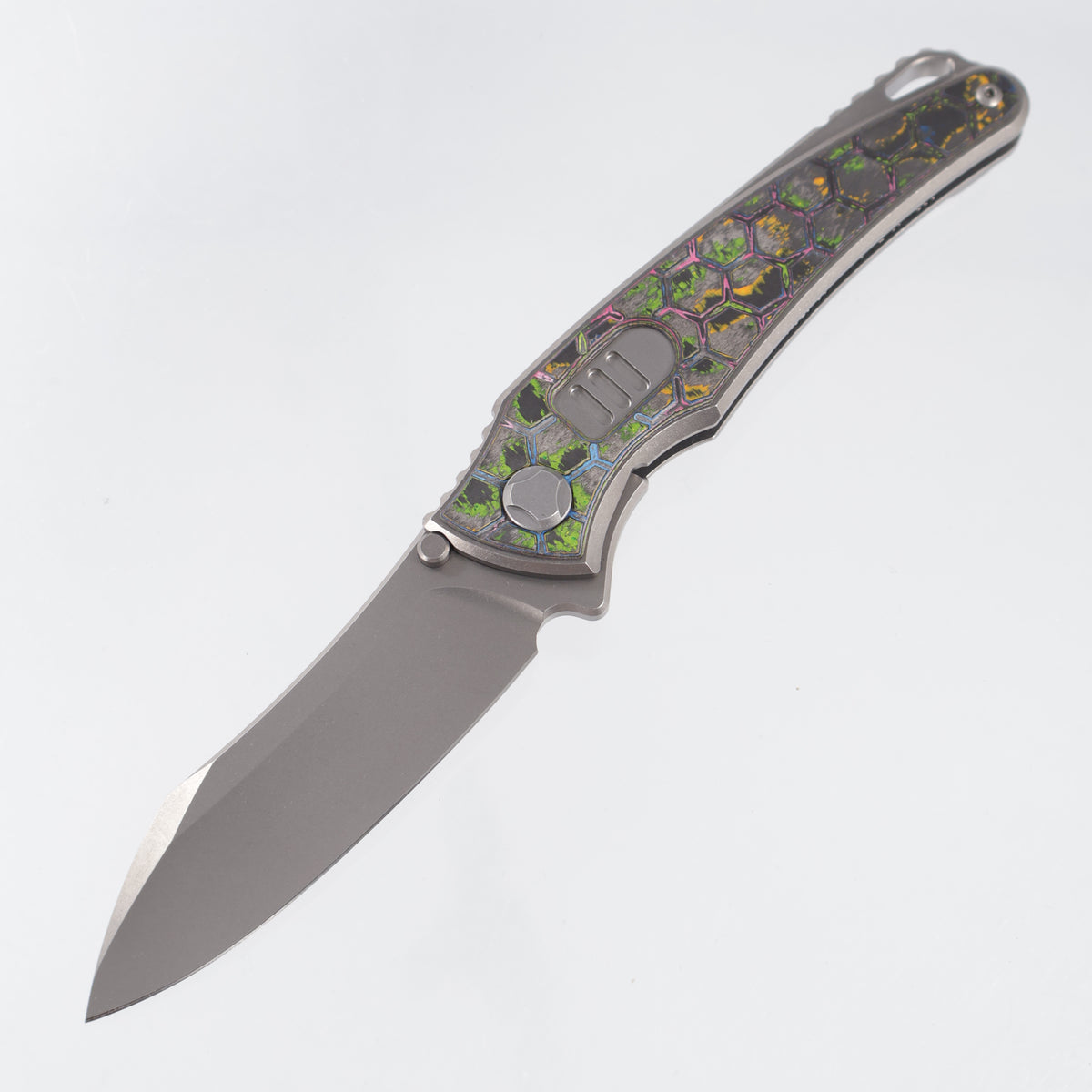 Hawk Knives Talon Auto - Brightwash Titanium w/ Honeycomb 80s Camo Carbon - Brightwash M390 - BROP Exclusive