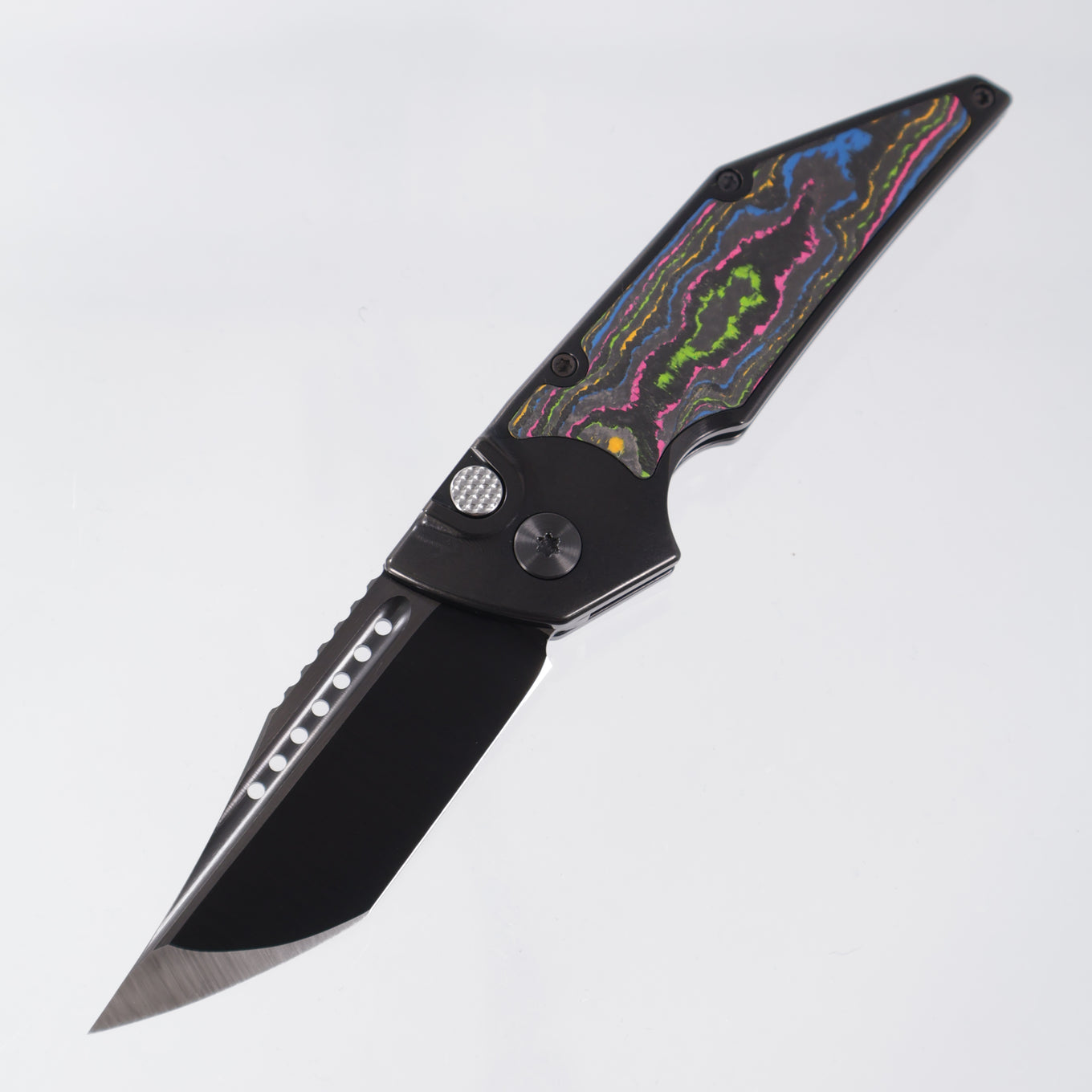 Hypercut Dharma Auto - DLC Titanium w/ 80s Camo Carbon Inlays - DLC S45VN - DLC Ti Clip & Spacer, Zirc Pivot - BROP Exclusive