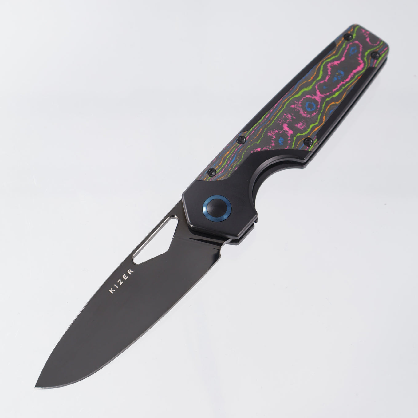 Kizer Serpentine - Black Titanium w/ 80s Camo Carbon Inlays - Polished DLC Ultra M390 - Ki3759FDE1 - BROP Exclusive