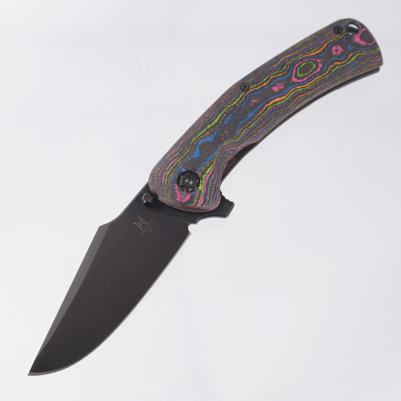 Nicholas Nichols Knives Guppy 3.5 - 80s Camo Carbon w/ Ported DLC Titanium Lockside - DLC Magnacut - BROP Exclusive