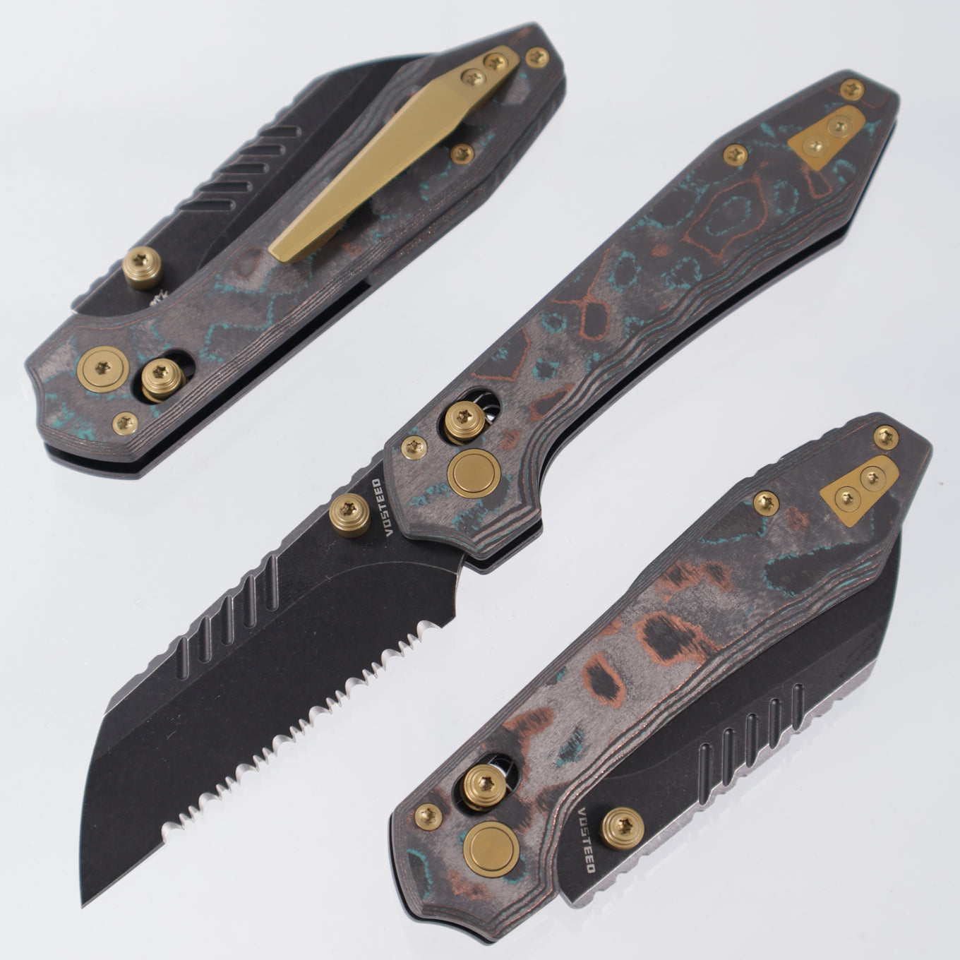 Vosteed Mini RSKAOS - Shipwreck CamoCarbon - Serrated M390 Blackwash - A4406