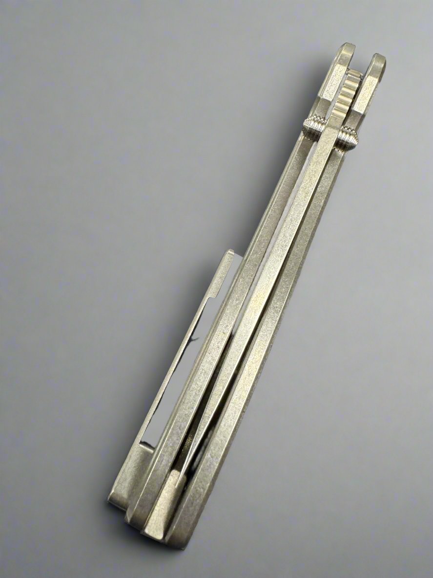 American Blade Works ABW - Model 1 - Magnacut - 80s Camo Carbon Inlaid Titanium - Button Lock - BROP Exclusive