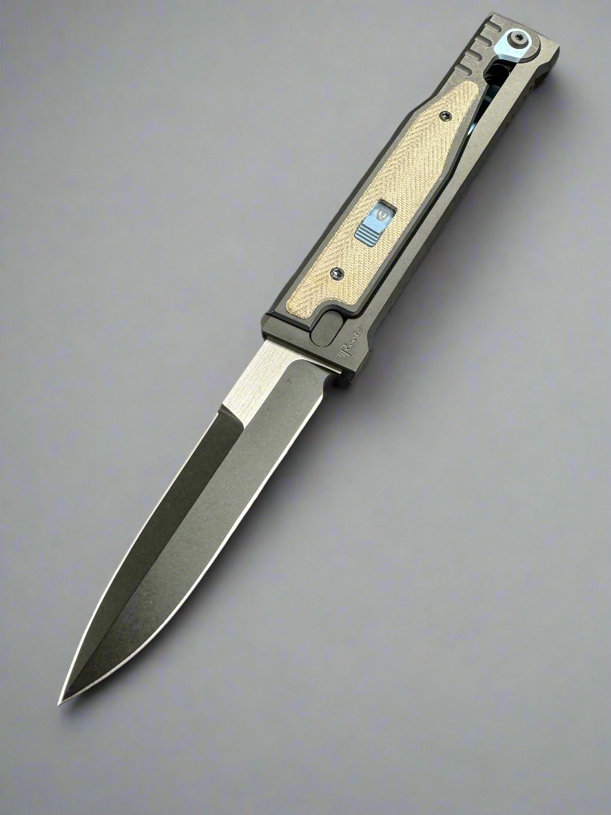 Reate Exo Gravity Knife Green 3.7 Inch Plain Dual Finish Double Edge Large w Lock