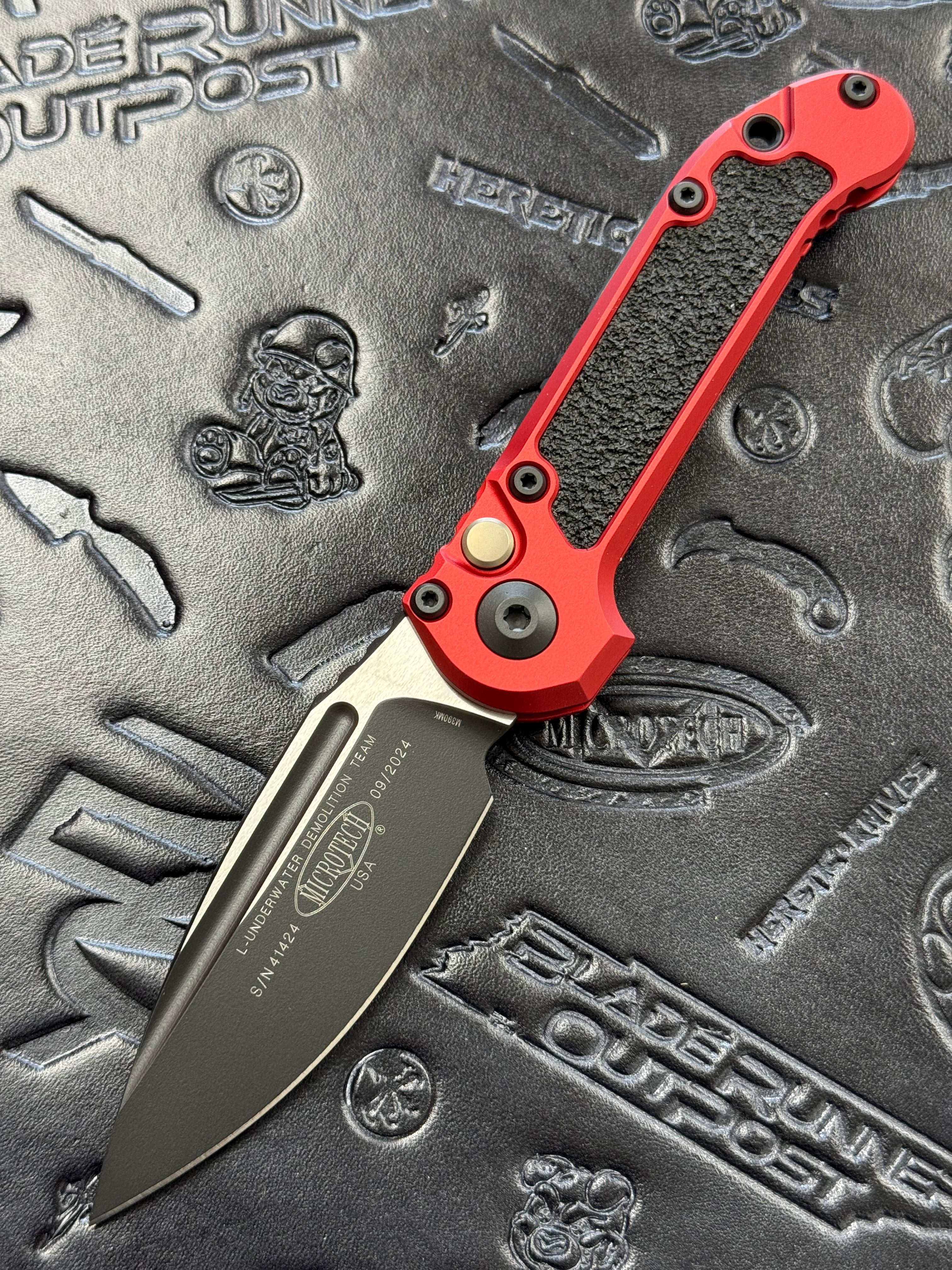 Microtech Knives LUDT Gen III Black Drop Point w/ Red Handle 1135-1 RD