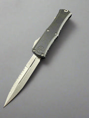Microtech Knives Mini Hera Full Serrated Stonewash Bayonet M390MK w/ Black Handle 1701M-12