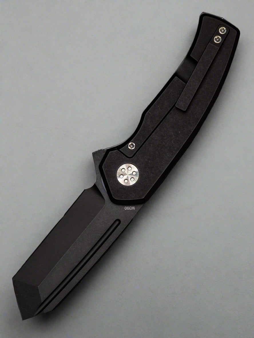 Beans Blades Mini Warrior Folder - Black Dunes Fat Carbon, Titanium Handle, PVD M390