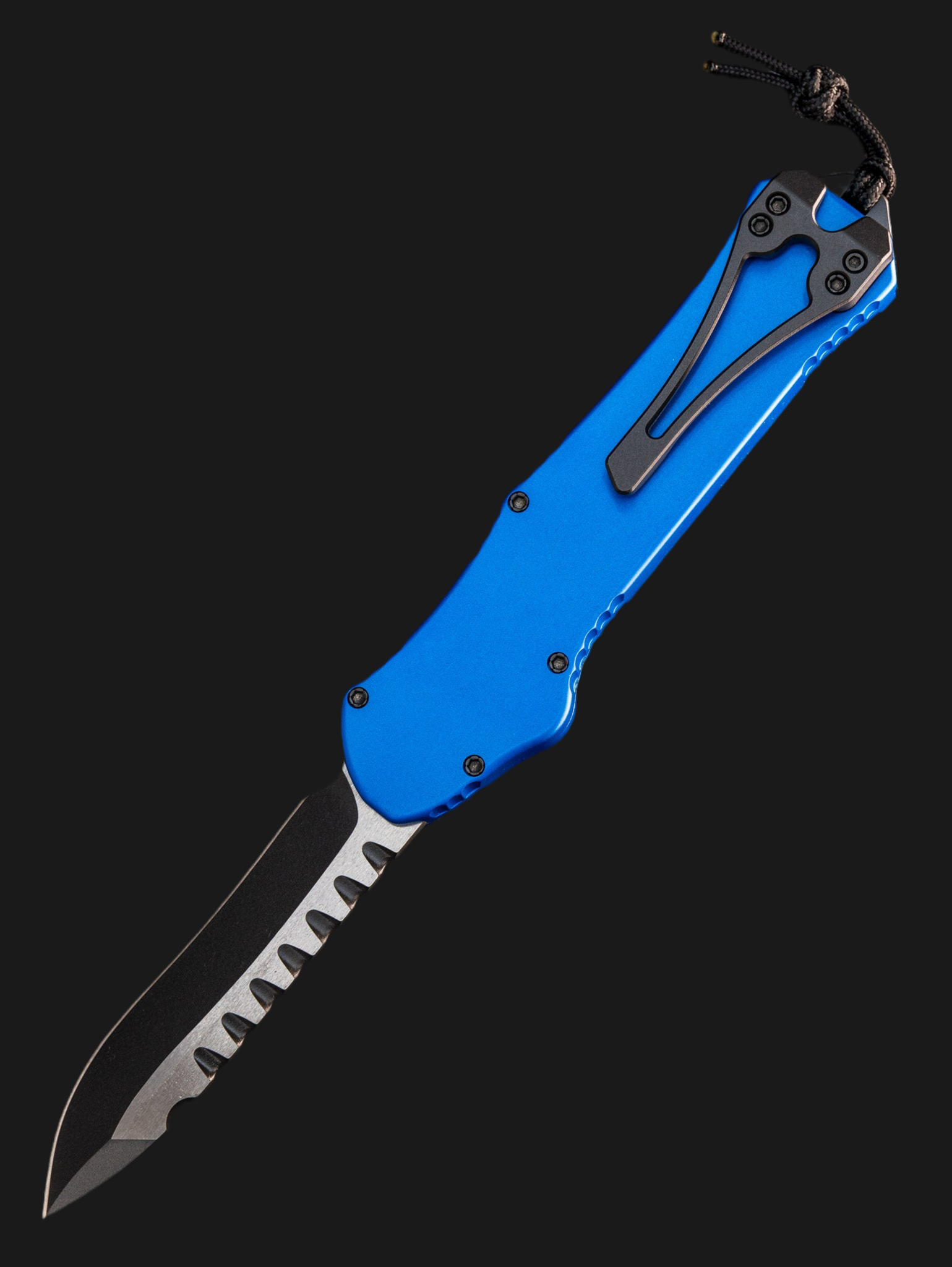 HERETIC KNIVES HYDRA BLUE V3 OTF AUTO KNIFE ALUMINUM 3.6" TWO TONE RECURVE