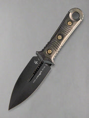 Microtech/Borka Blades 201-1DLCCFS Signature Series SBD Fixed Blade Knife 4.375" Black DLC Double Edge Dagger Blade, Milled Carbon Fiber Handles, Kydex Sheath