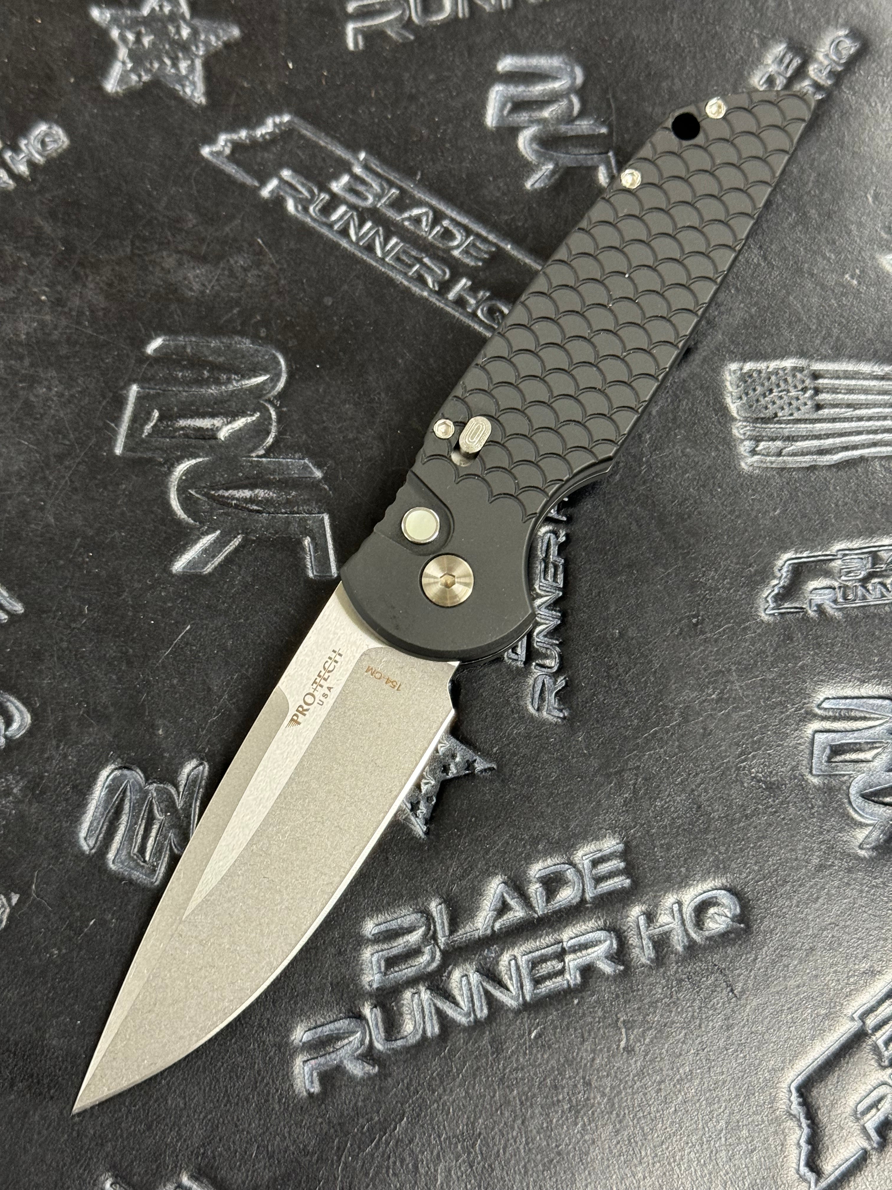 Protech TR-3 Blade Show Atlanta 2024 Black Handle Stonewash/ Satin 154cm Limited /100