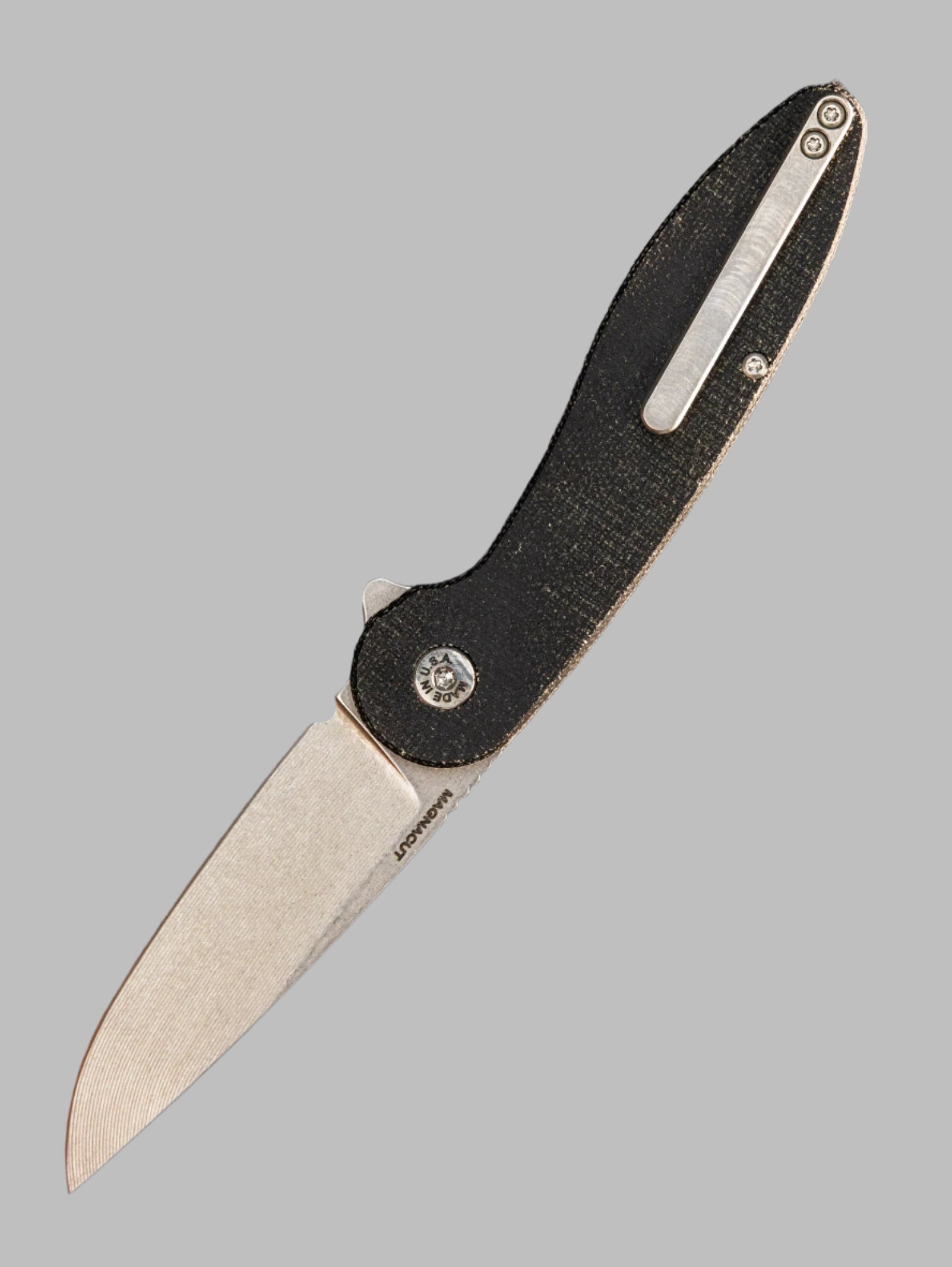 ABW MODEL 1 V6 DROP POINT BLADE  MAGNACUT Black Micarta