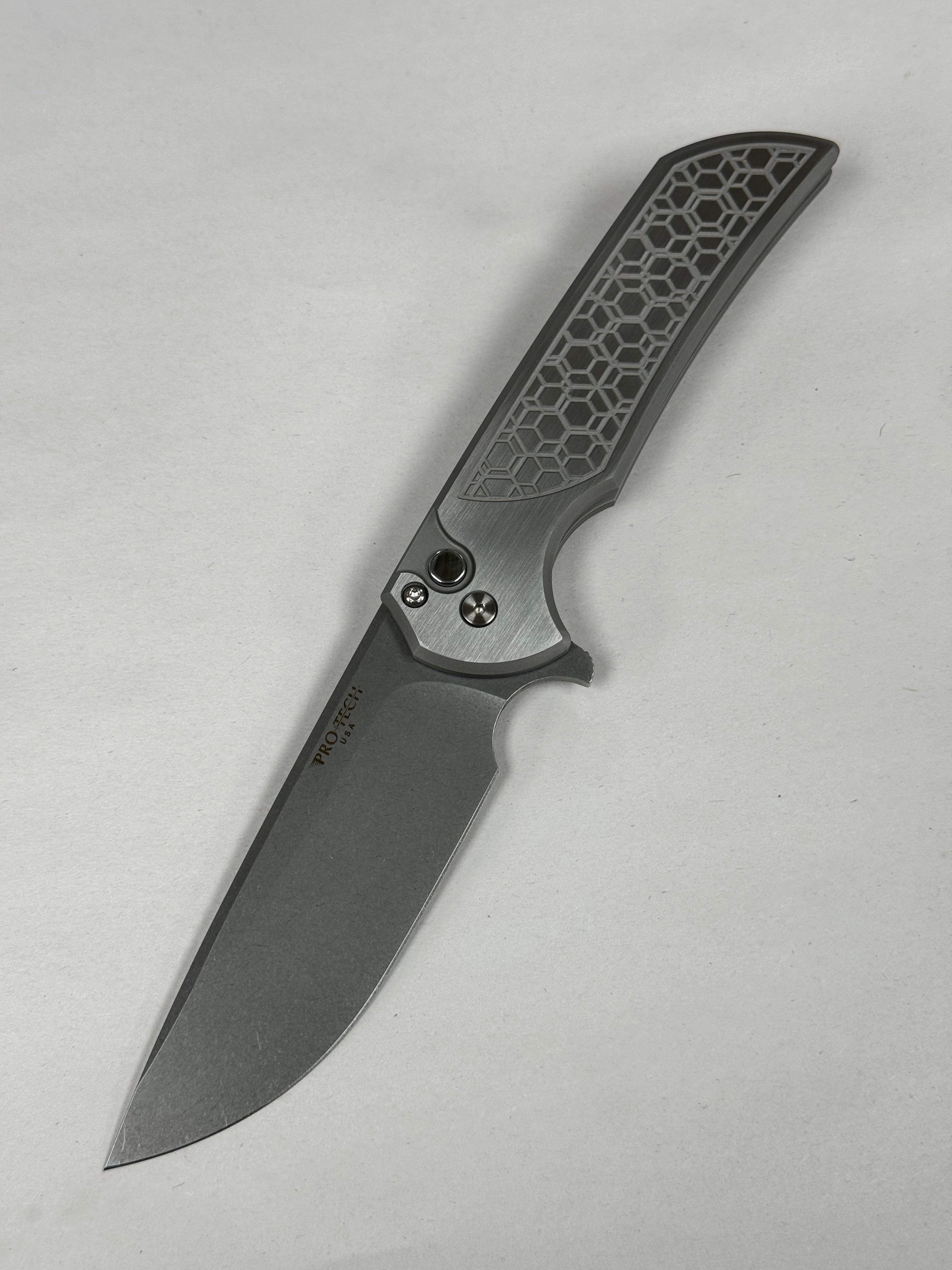 Pro-Tech Mordax Stainless Gridlock Handle & Stonewash MagnaCut 2024 Custom 002