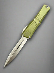 Microtech Knives Combat Troodon Gen III Stonewash Full Serrated Double Edge w/ OD Green Handle 1142-12 OD