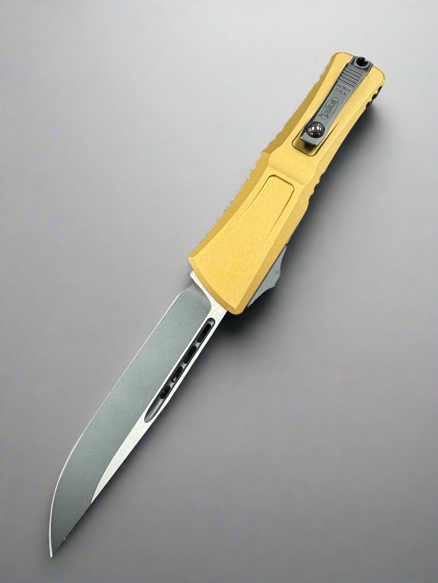 MICROTECH COMBAT TROODON GEN III OTF AUTOMATIC KNIFE TAN 3.8" DROP POINT BLACK 1143-1TA
