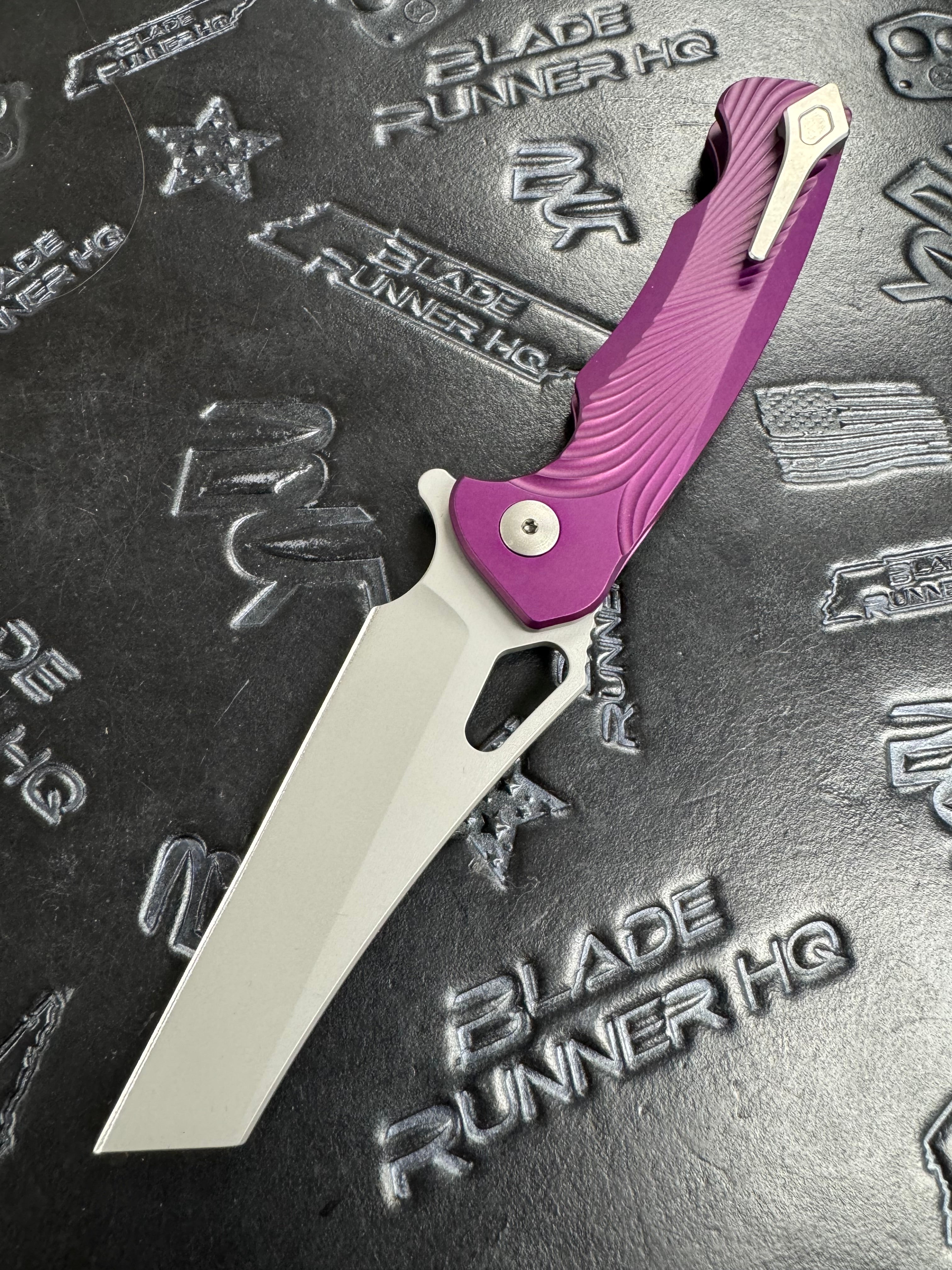 Dead Reckon Knives Ridgeback - Aluminum Purple, WharnCleaver, Series 2, Body 2, Magnacut, Button Lock, Glass Bead Matte Finish
