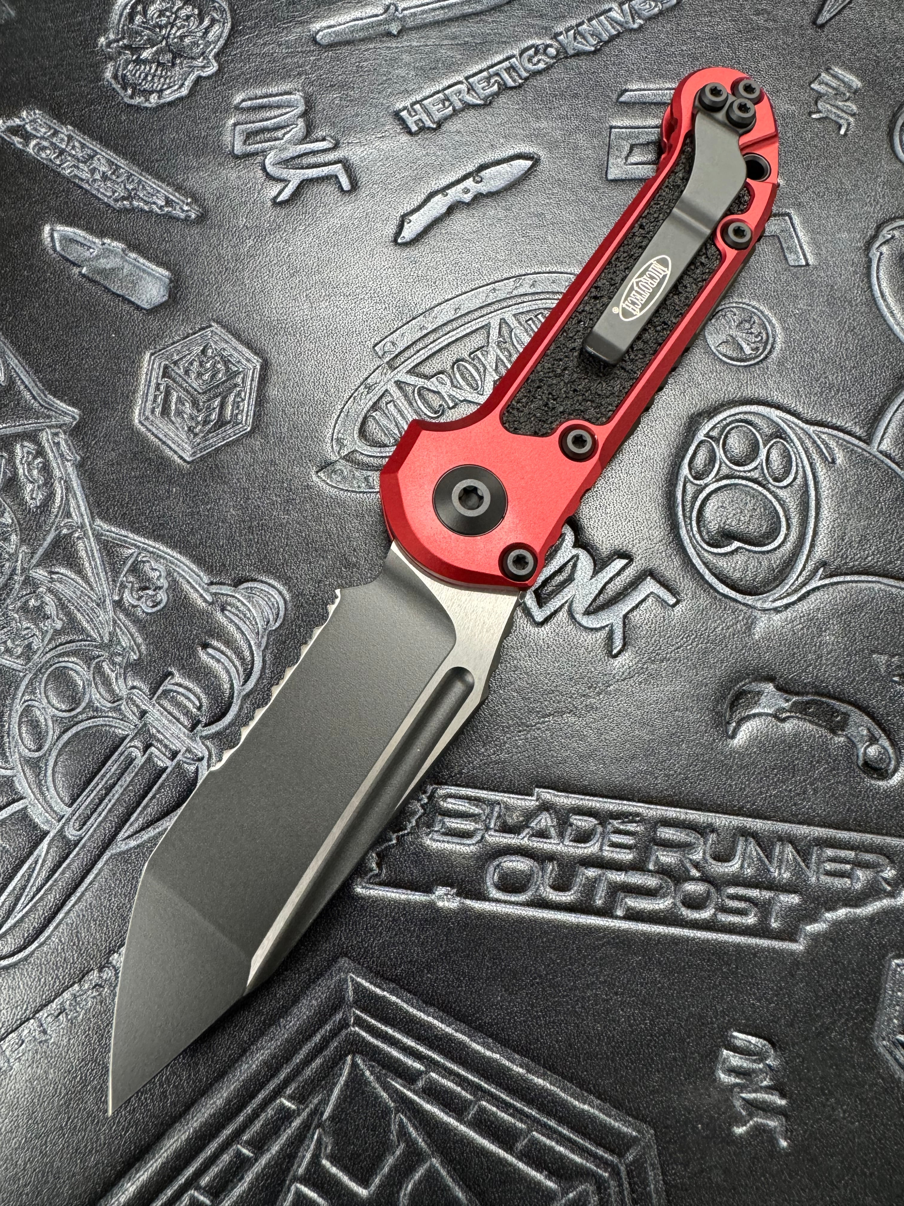 Microtech Knives LUDT Gen III Black Partial Serrated T/E w/ Red Handle 1136-2 RD