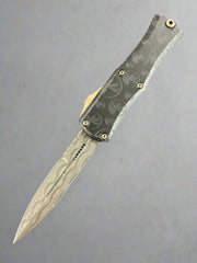 Microtech Knives Hera II Mini Damascus Bayonet w/ Black Claw Burst Deep Engraved Handle Signature Series 1701M-16 CBS