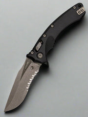 Microtech 137RL-11 APFL Amphibian Ram-Lok - Black Fluted Handle - Apocalyptic Partial Serrate Blade