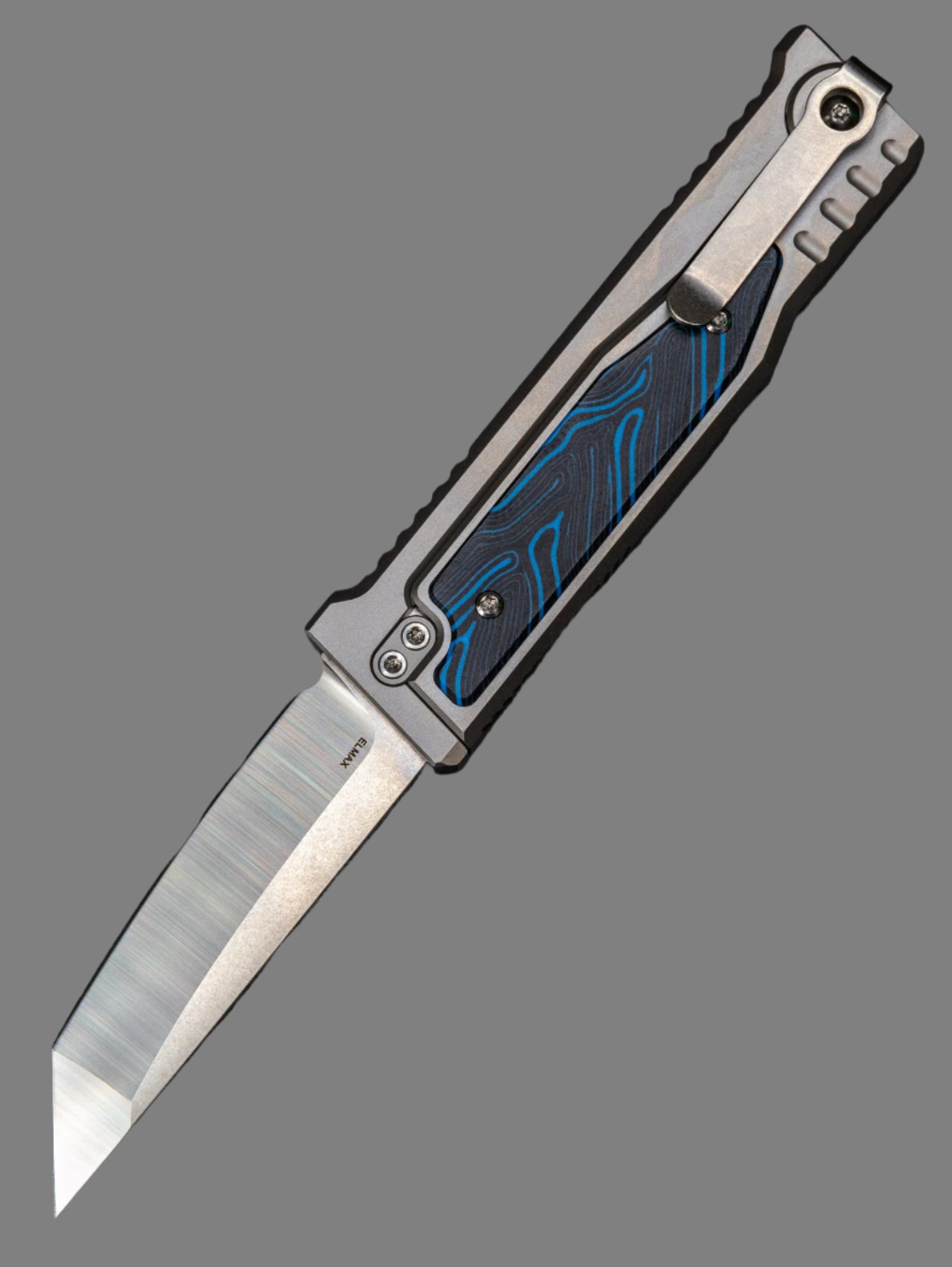 REATE EXO-M G10 BLUE/BLACK OTF KNIFE TITANIUM 2.95" TANTO SATIN