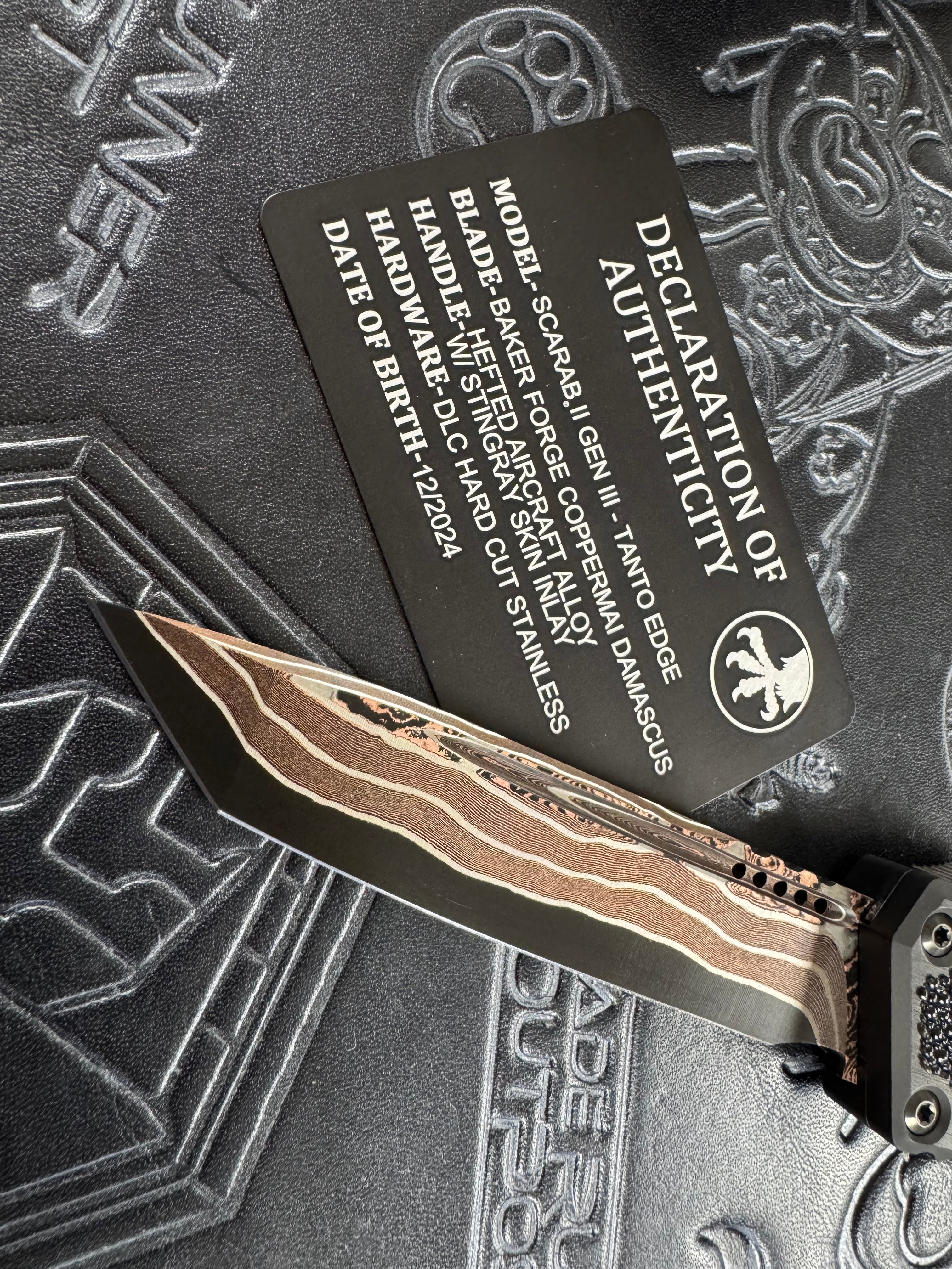 Microtech Marfione Select Scarab 2 Gen 3 - Baker Forge Tanto w/ Stingray Inlaid Handle - Scarab II Gen III -1279-16MS2