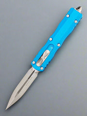 Microtech 225-10BL Dirac D/E - Blue Handle - Stonewashed Blade