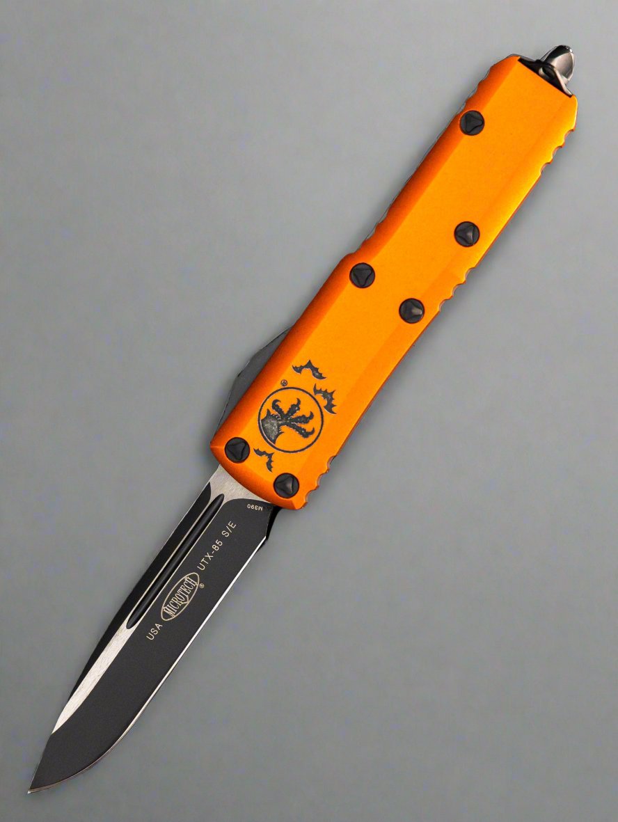 Microtech UTX-85 Halloween Orange Single Edge Signature Series 231-1HWS
