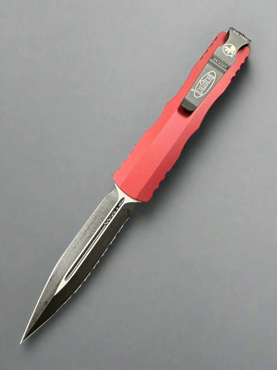 Microtech Dirac D/E Full Serrated & Merlot 225-3MR