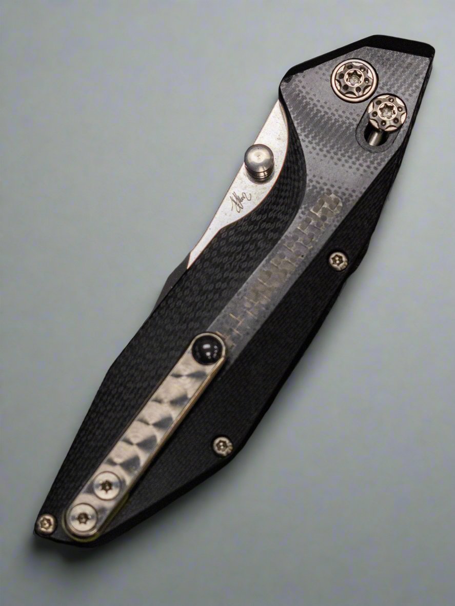 Pre Owned WILL MOON CUSTOM BANSHEE, SPINDLE LOCK FOLDING KNIFE Left Handed