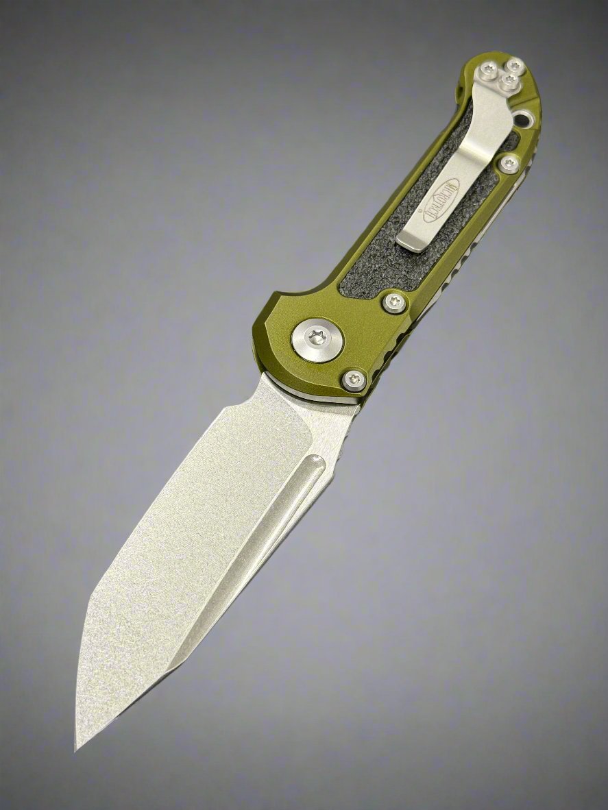 Microtech Knives LUDT Gen III Stonewash Tanto w/ OD Green Handle 1136-10OD