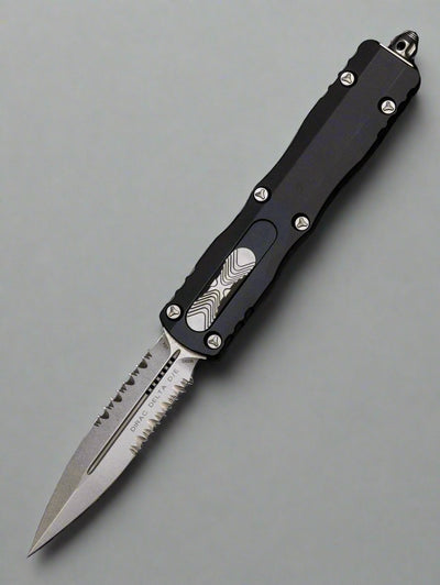 Microtech 227-11 Dirac Delta D/E - Black Handle - Stonewashed Blade