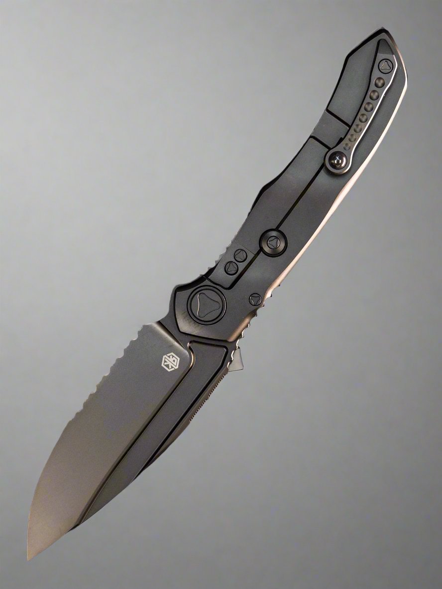 Microtech Anax S/E Frame Lock Knife Black Titanium/CF Inlay (3.8" Serrated DLC)