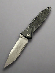 Microtech Socom Elite Single Edge Stonewash Partial Serrated Manual & Black 160-11