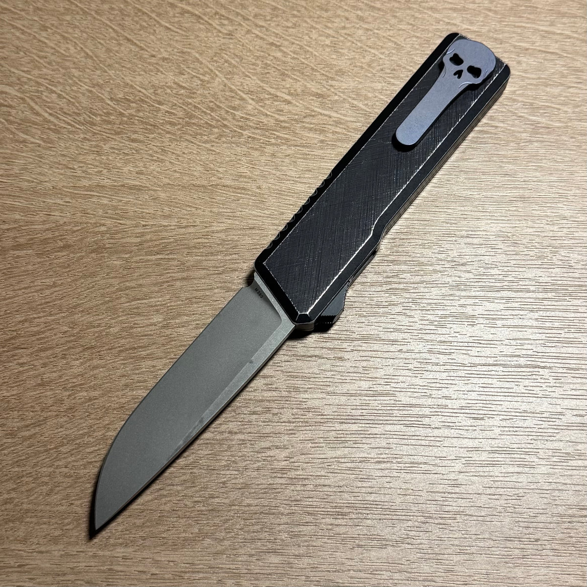 Chaves Dissident Drop Point - Black Crosshatch Aluminum w/ Purple Flow Camo Carbon Inlay & Purple Ano Clip - Stonewash M390