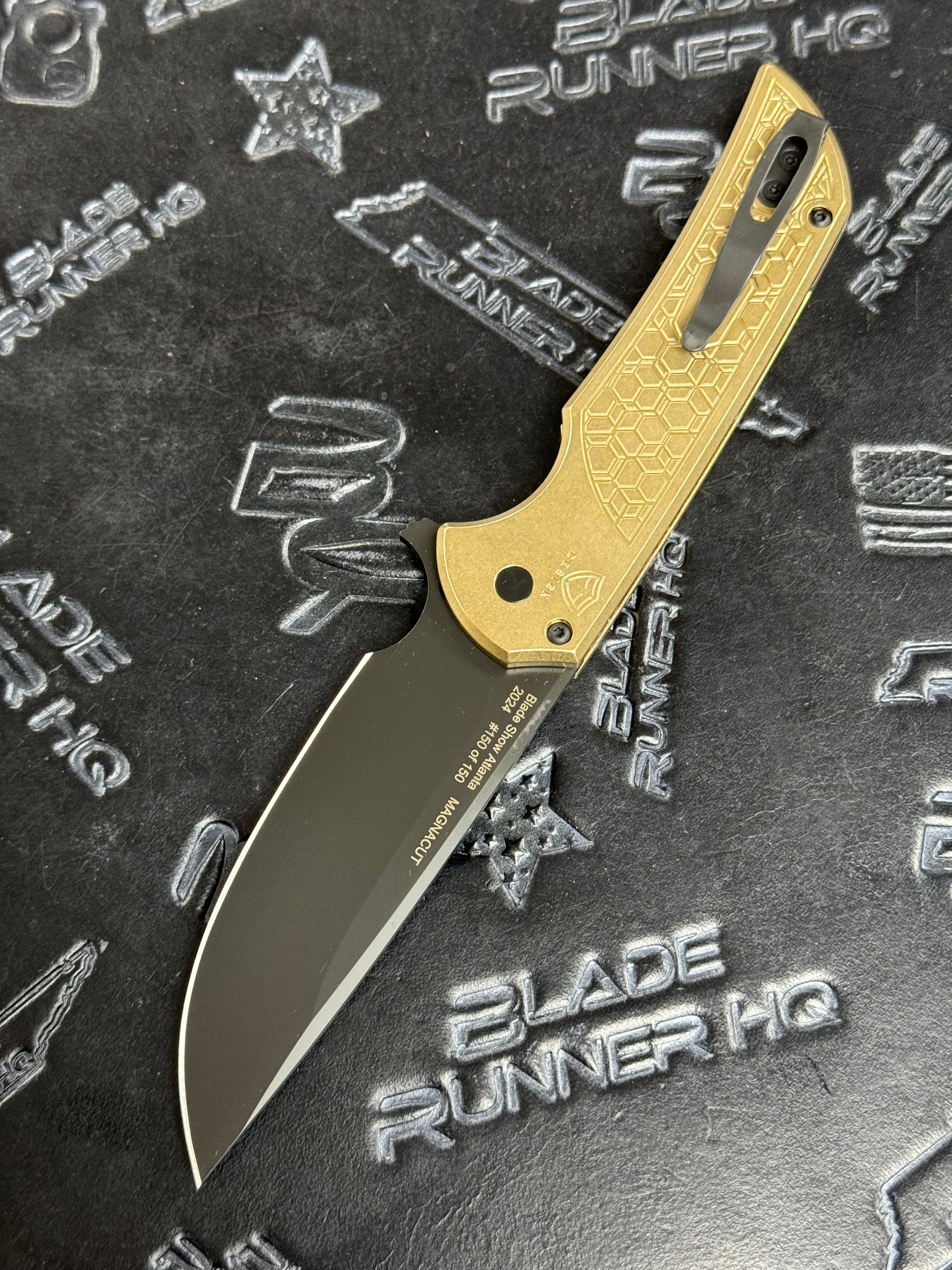 Protech Mordax Blade Show Atlanta 2024 Stonewash AlBronze Gridlock DLC Magnacut Black Lip Pearl Knife