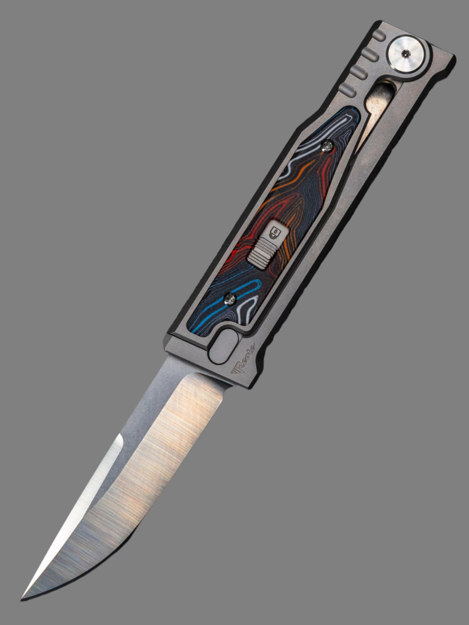 REATE EXO-M G10 MULTI COLOR OTF KNIFE TITANIUM 2.95" DROP POINT SATIN