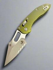 Microtech Knives Manual Stitch RAM LOK Fluted OD Green Aluminum & Partial Serrated M390MK Apocalyptic Standard 169RL-11 APFLOD