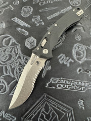 Microtech Amphibian RAM LOK Black Fluted G-10 & Stonewash Partial Serrated M390MK 137RL-11 FLGTBK
