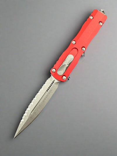 Microtech Dirac D/E OTF Automatic Knife OD Red (2.88" SW Full Serr) 225-12 RD