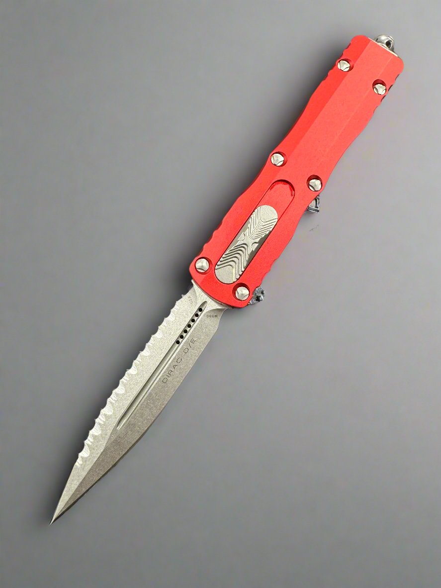 Microtech Dirac D/E OTF Automatic Knife OD Red (2.88" SW Full Serr) 225-12 RD