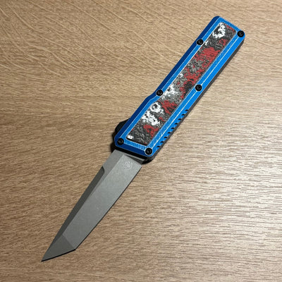 Chaves Dissident Tanto - Blue Crosshatch Aluminum w/ Nebula Fat Carbon Inlay - Stonewash M390