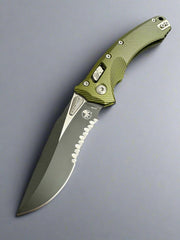 Microtech Amphibian RAM LOK OD Green Fluted Aluminum & Black Partial Serrated M390MK 137RL-2 FLOD
