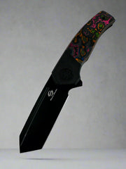 Beans Blades Mini Warrior Folder - 80s Camo Carbon & Titanium - PVD M390 - BR OP Exclusive