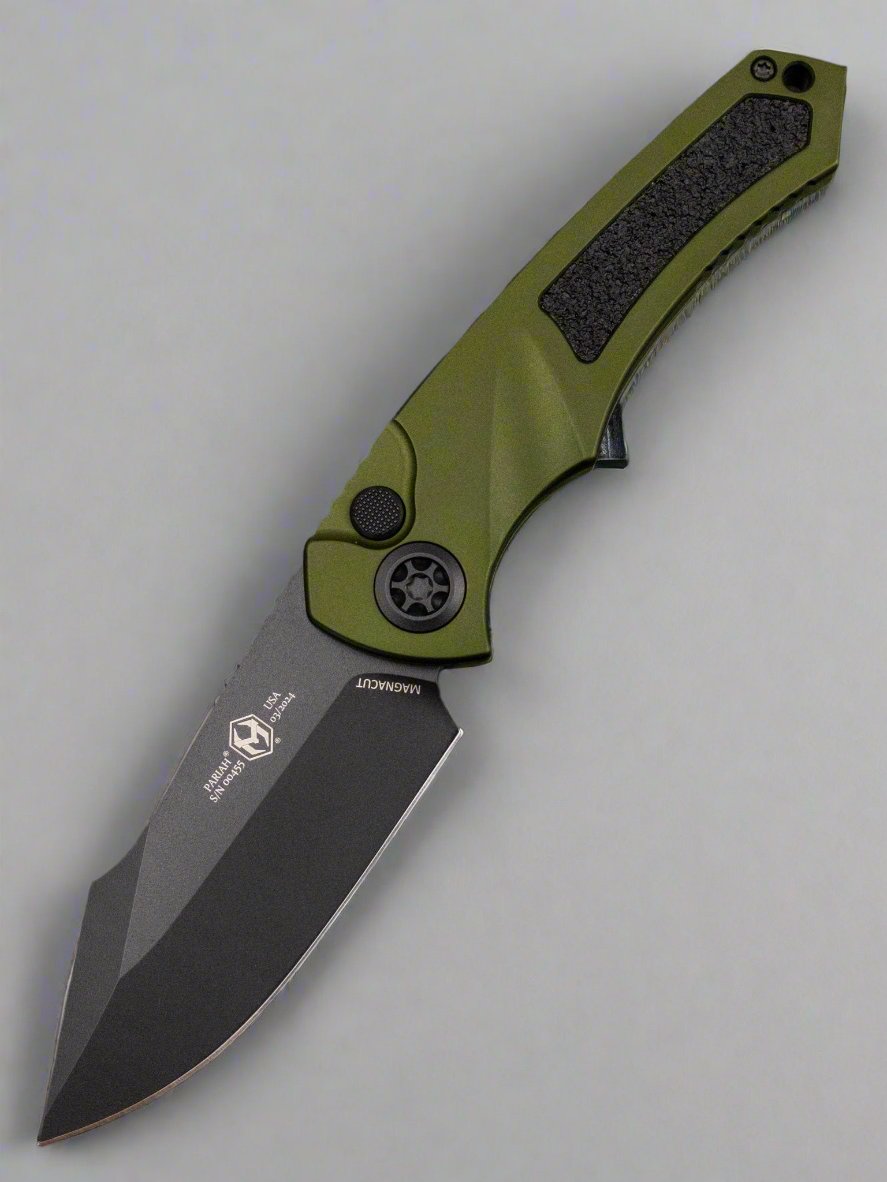 Heretic Knives Pariah Auto Green Tactical & Black MagnaCut H048-4A-GRN