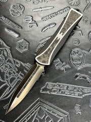 Pre Owned Heretic Knives Custom Manticore-X D/E Custom Doible Edge Fat Carbon Inlay DLC Automatic OTF D/A Knife (3.7)