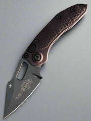 Microtech/Borka Blades 169-1T Tactical AUTO Stitch Folding Knife 3.625" Black DLC Spear Point Blade, Black Aluminum Handles