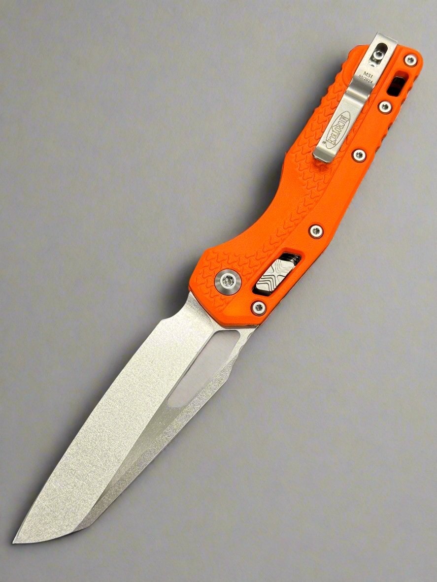 Microtech Knives Stonewash MSI RAM LOK Orange Polymer Injection Molded & M390MK 210T-10 PMOR