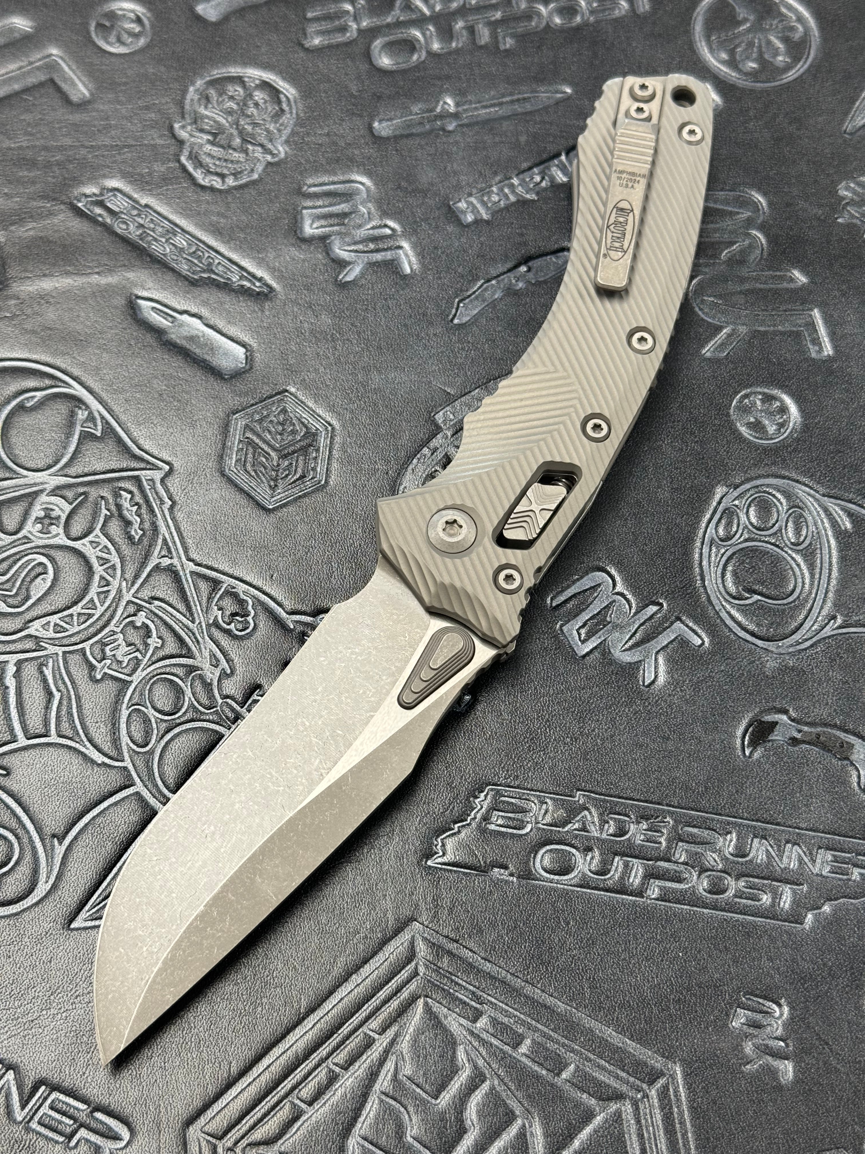 Microtech Amphibian RAM LOK Apocalyptic Natural Clear Fluted Aluminum & M390MK 30th Anniversary 137RL-10 APFLNC 30