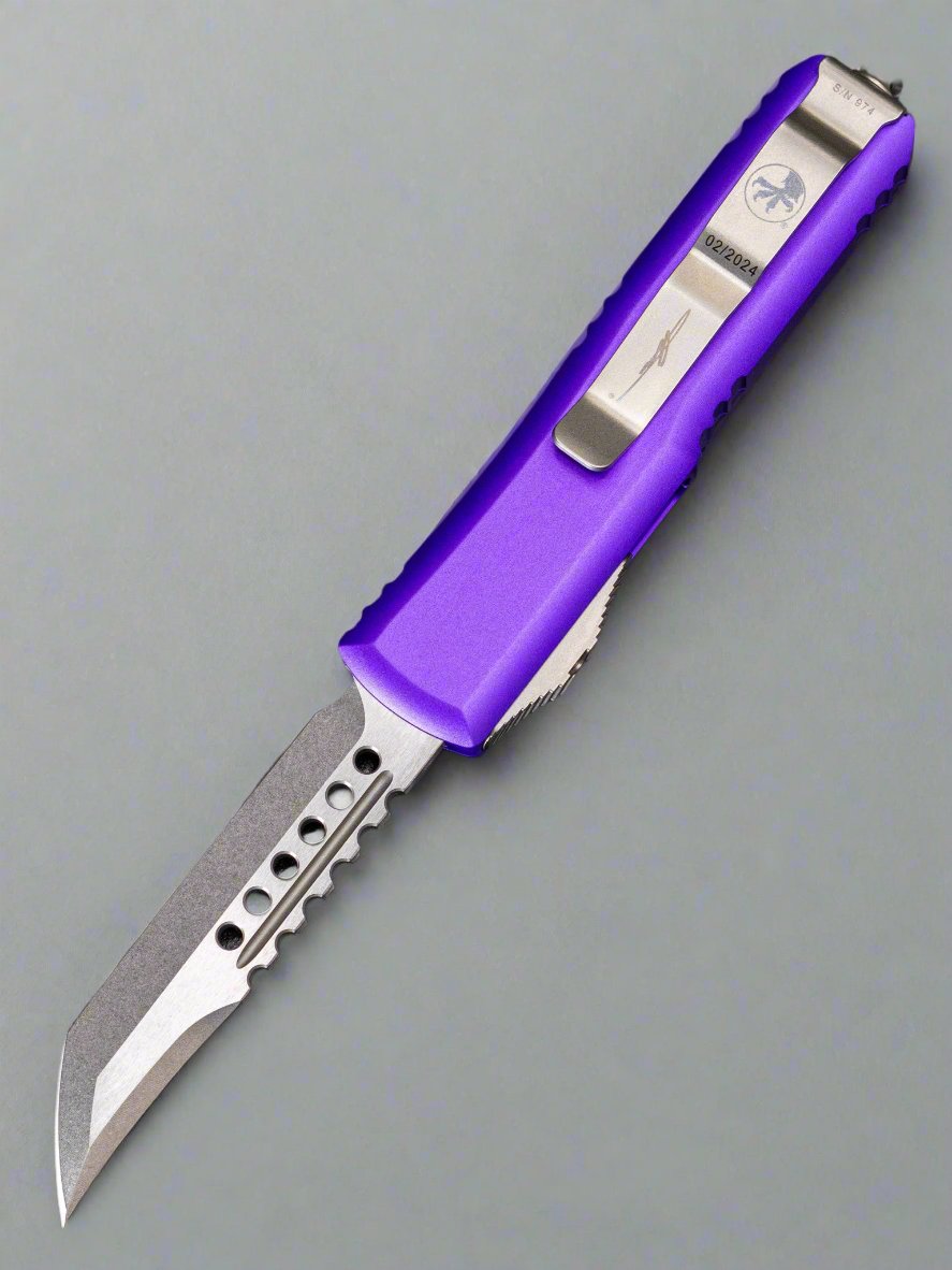 Microtech UTX-85 Hellhound Stonewash & Purple 719-10PUS