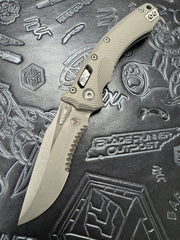 Microtech Amphibian RAM LOK Apocalyptic Natural Clear Fluted Aluminum & Partial Serrated M390MK 137RL-11 APFLNC