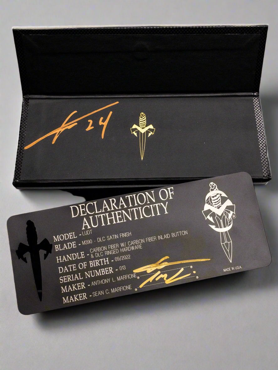 Pre Owned Microtech Marfione Custom LUDT Auto Knife Carbon Fiber (3.3" DLC M390) SN:013