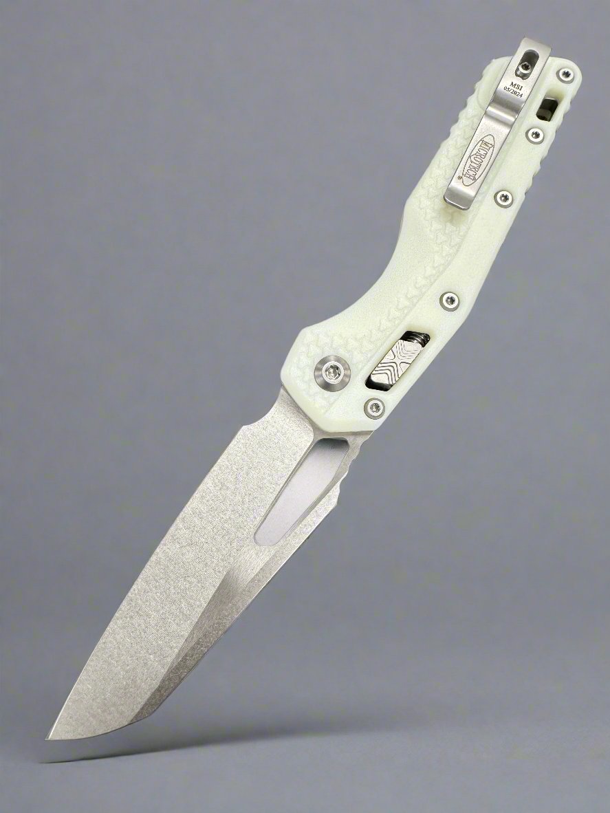 Microtech 210T-10PMWH MSI S/E - White Injection Molded Handle - Stonewashed Blade